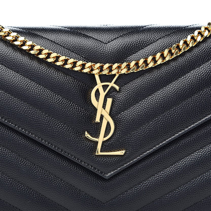 Saint Laurent Grain De Poudre Matelasse Chevron Monogram Chain Wallet Black 10 of 10