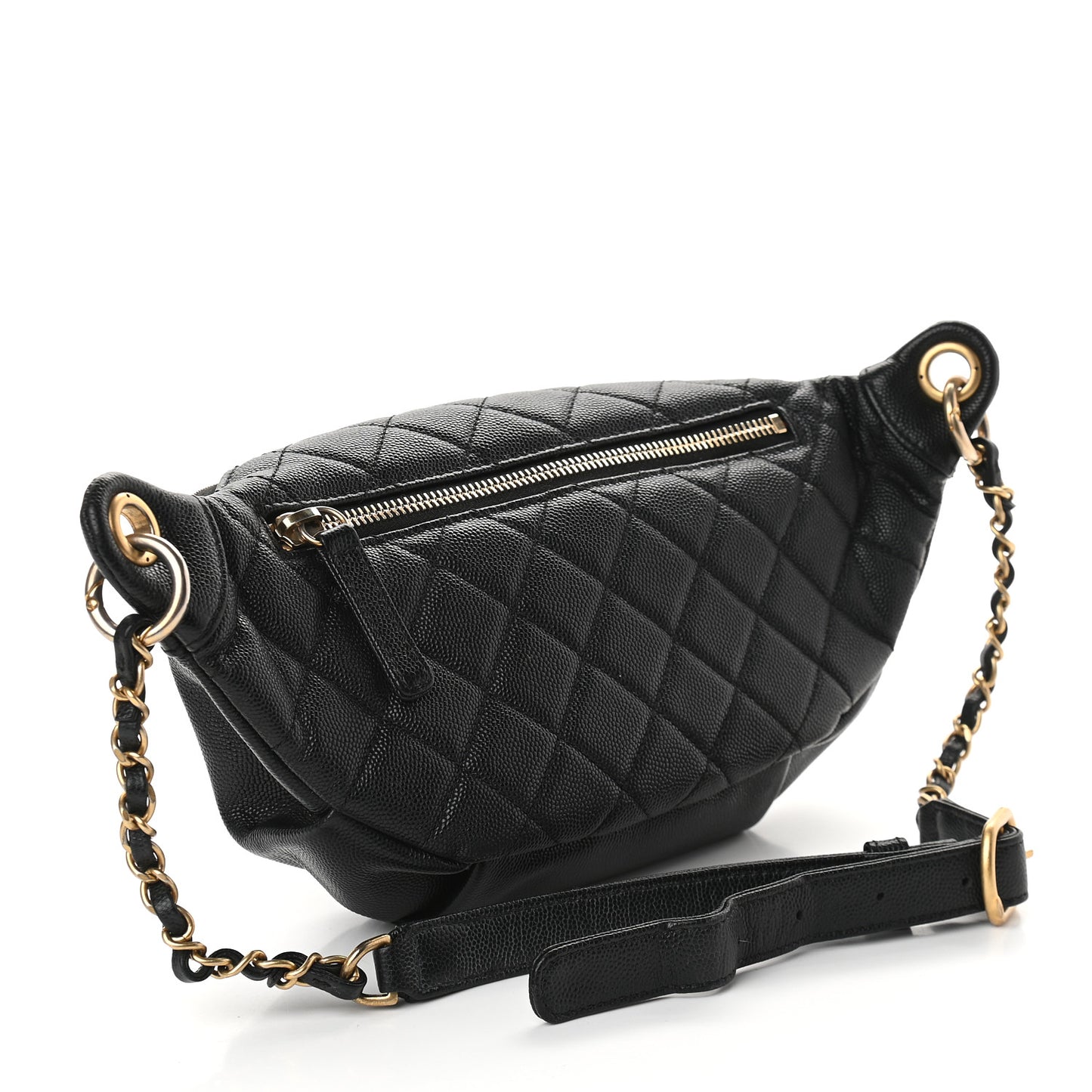 Caviar Quilted Filigree Waist Bag Black