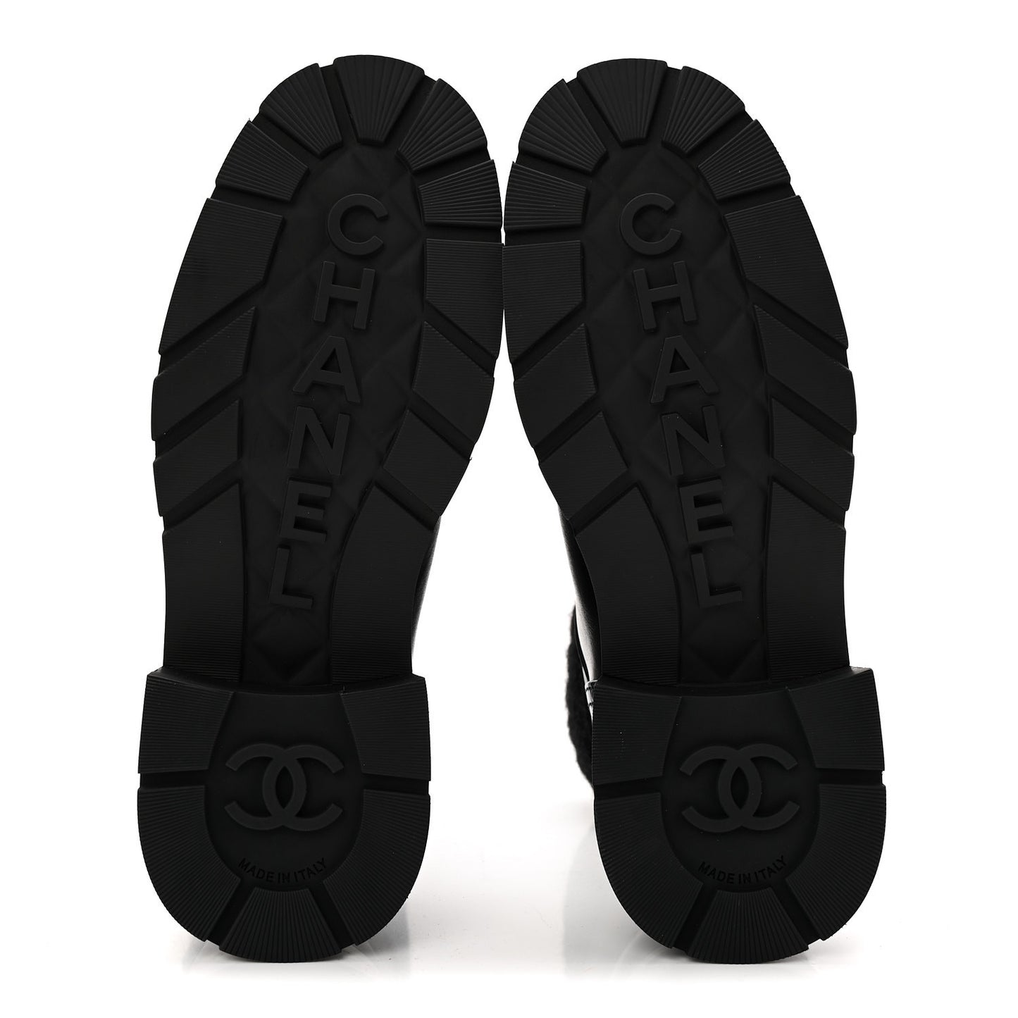 Calfskin Knit CC Short Boots 38 Black