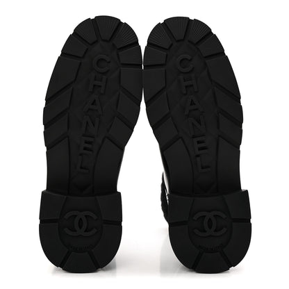 Chanel Calfskin Knit CC Short Boots 38 Black 6 of 10