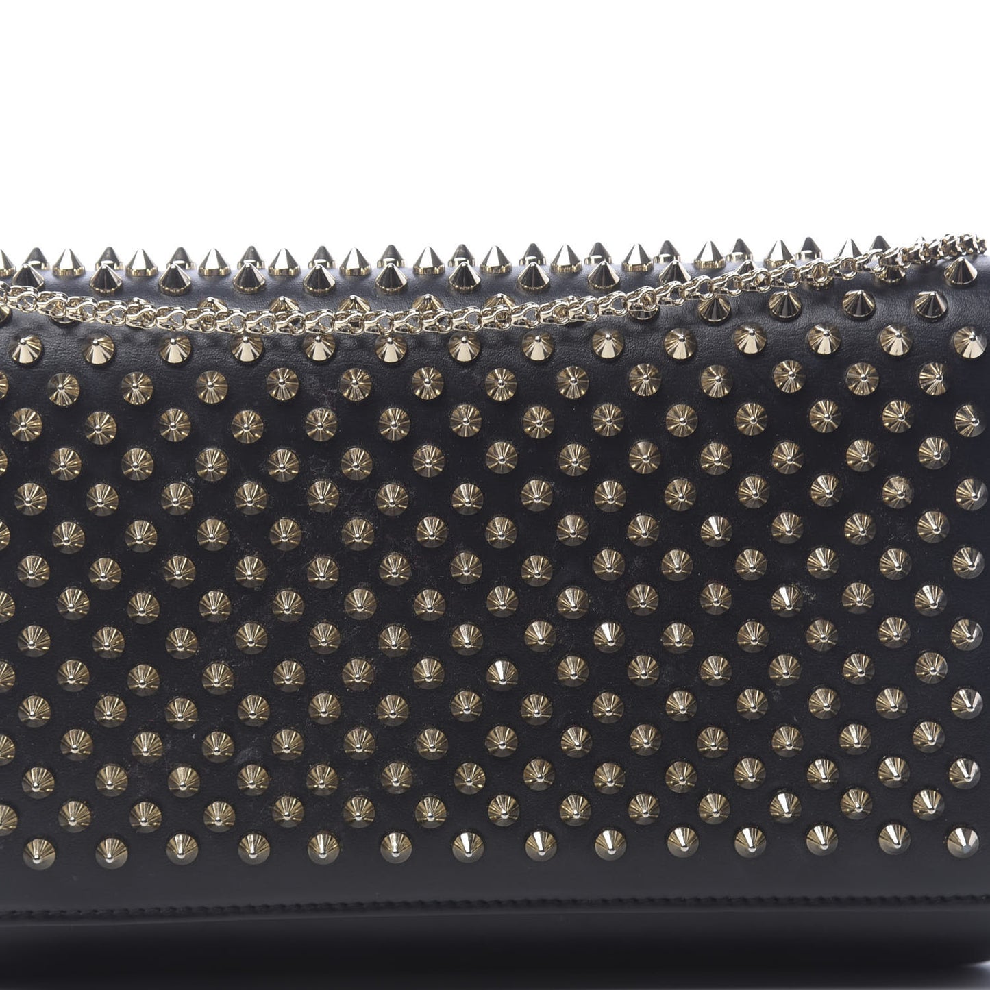 Calfskin Patent Leopard Spikes Paloma Clutch Black