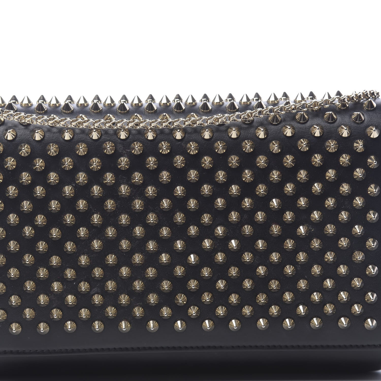 Christian Louboutin Calfskin Patent Leopard Spikes Paloma Clutch Black 12 of 12