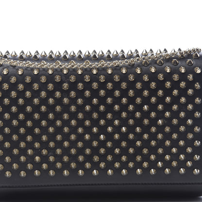 Christian Louboutin Calfskin Patent Leopard Spikes Paloma Clutch Black 12 of 12