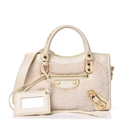 Balenciaga Shearling Nappa Gold Metallic Edge Hardware Mini City Cream 1 of 11