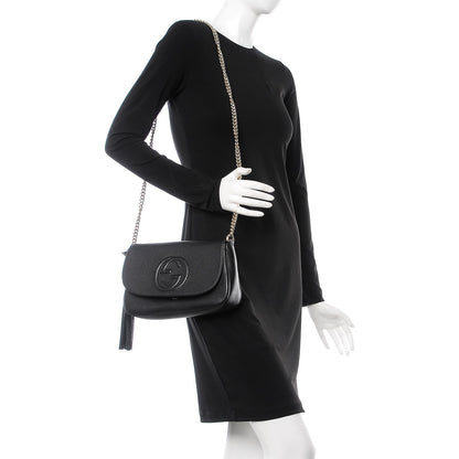 Gucci Pebbled Calfskin Medium Soho Flap Crossbody Black 2 of 7