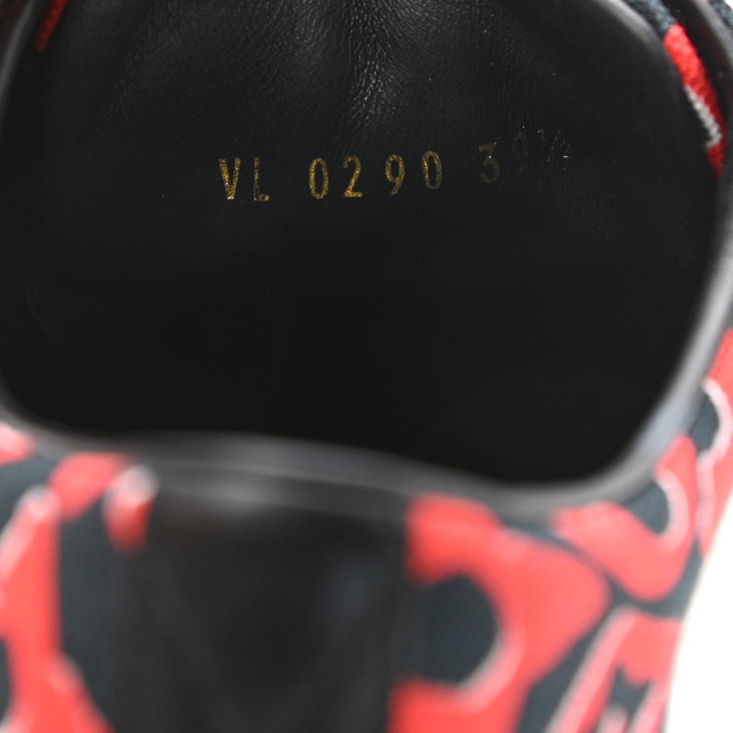 X UF Calfskin Tufted Monogram Stellar Sneakers 39.5 Black Red
