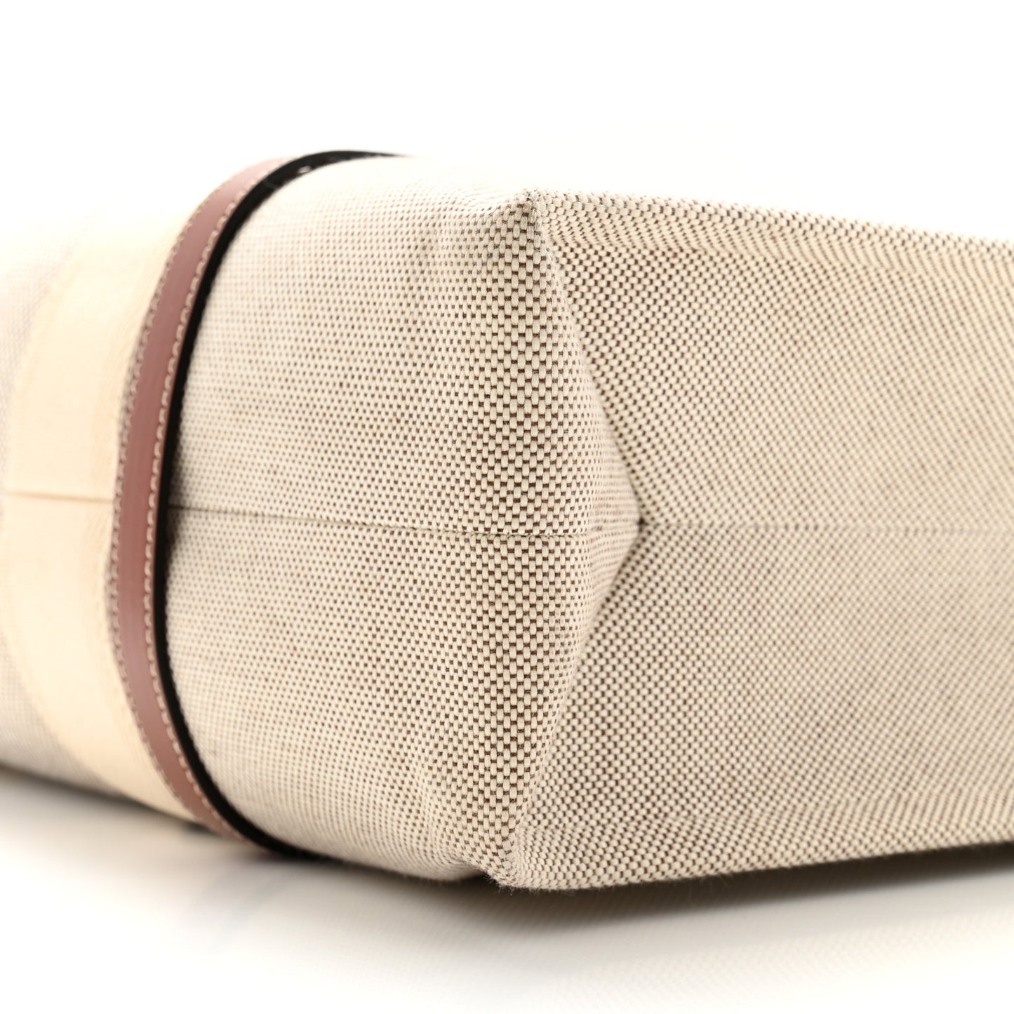 Cotton Calfskin Large Woody Ribbon Tote White Brown