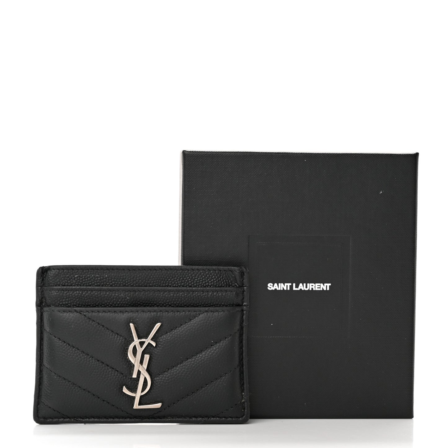 Grain De Poudre Matelasse Chevron Monogram Credit Card Case Black