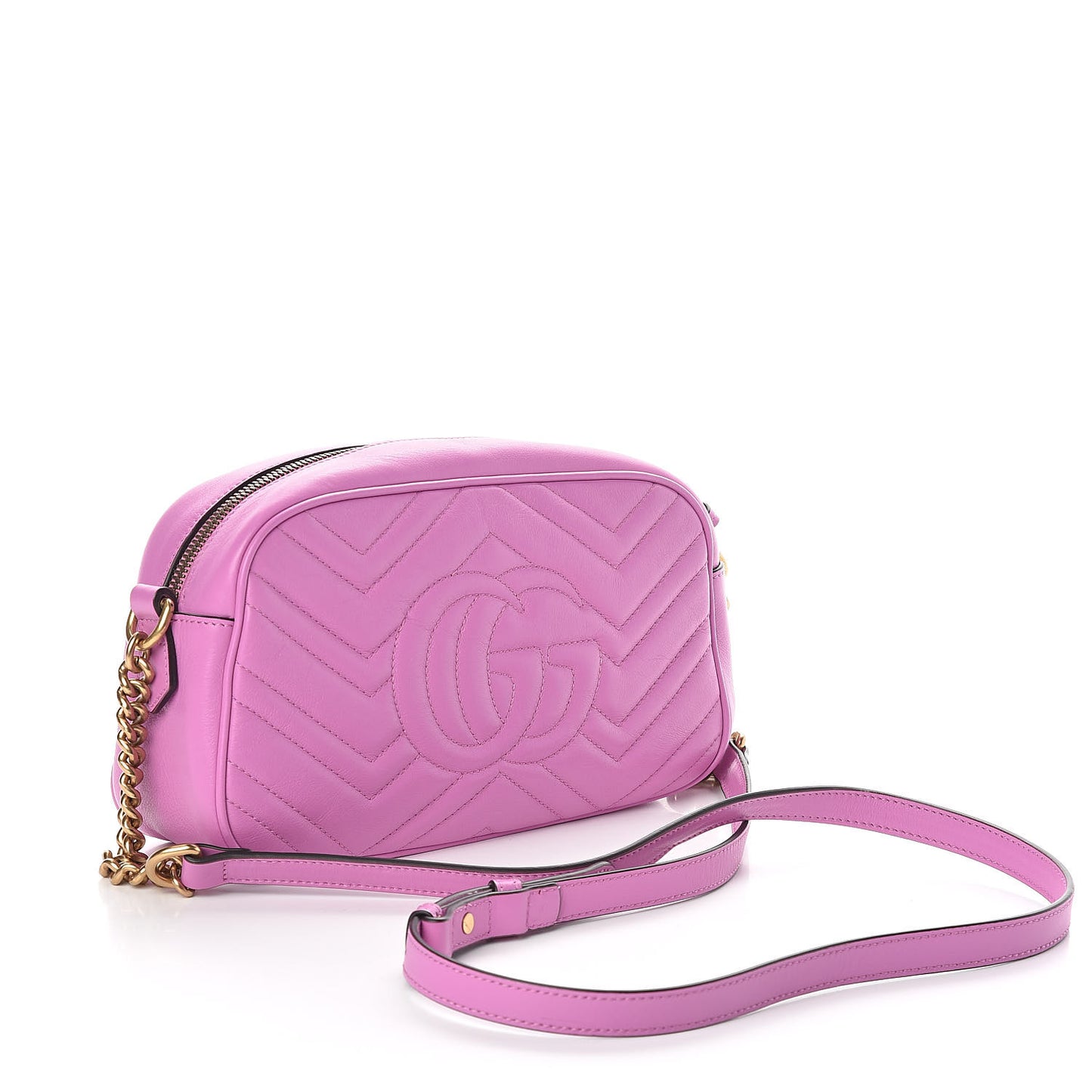 Calfskin Matelasse Small GG Marmont Chain Shoulder Bag Candy Mousse