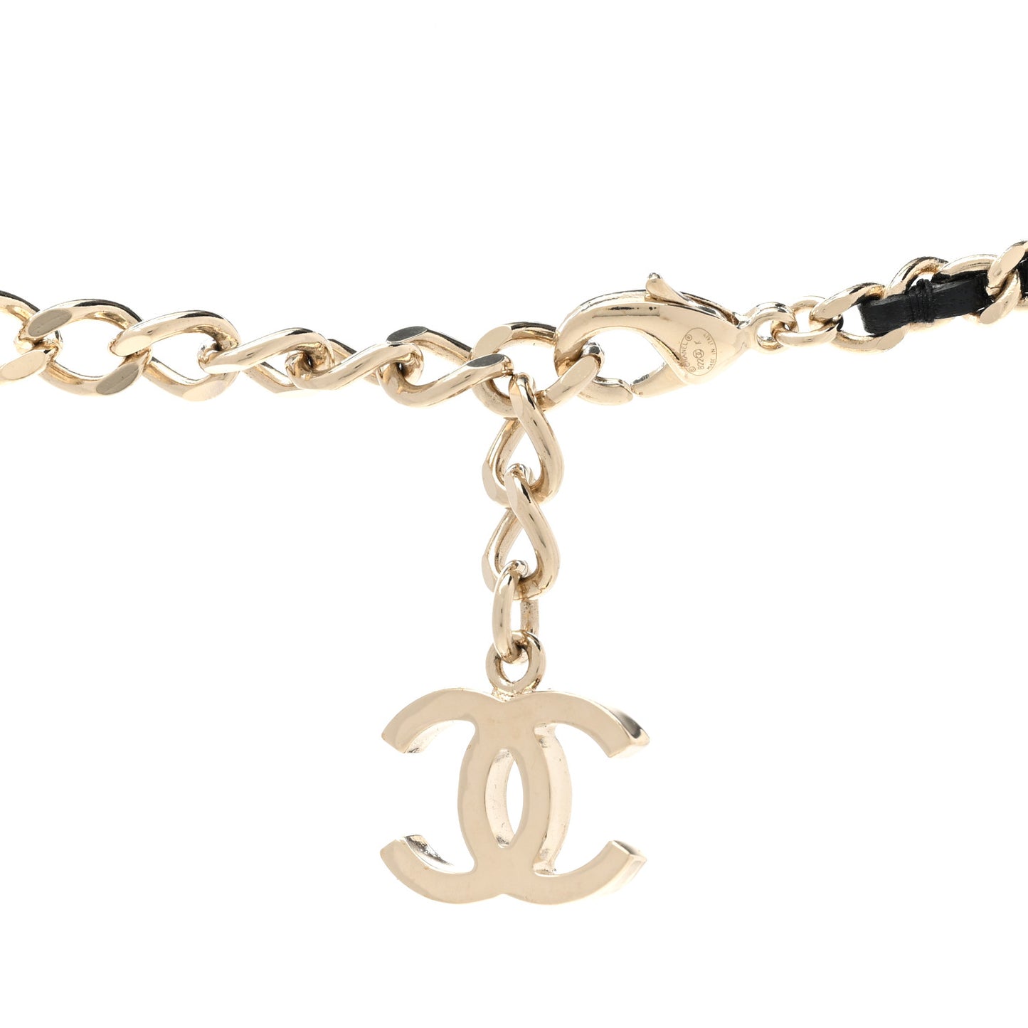 Lambskin Tweed CC Locket Pendant Necklace Black Pink Gold