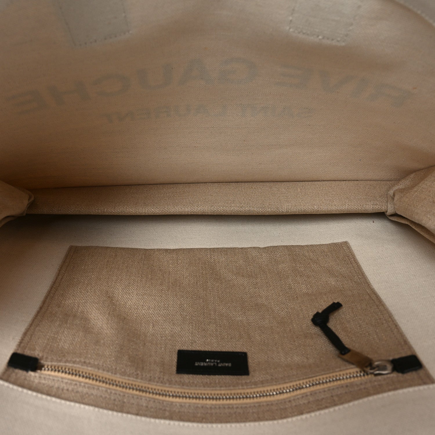Saint Laurent Linen Calfskin Rive Gauche Tote Optic White 5 of 10
