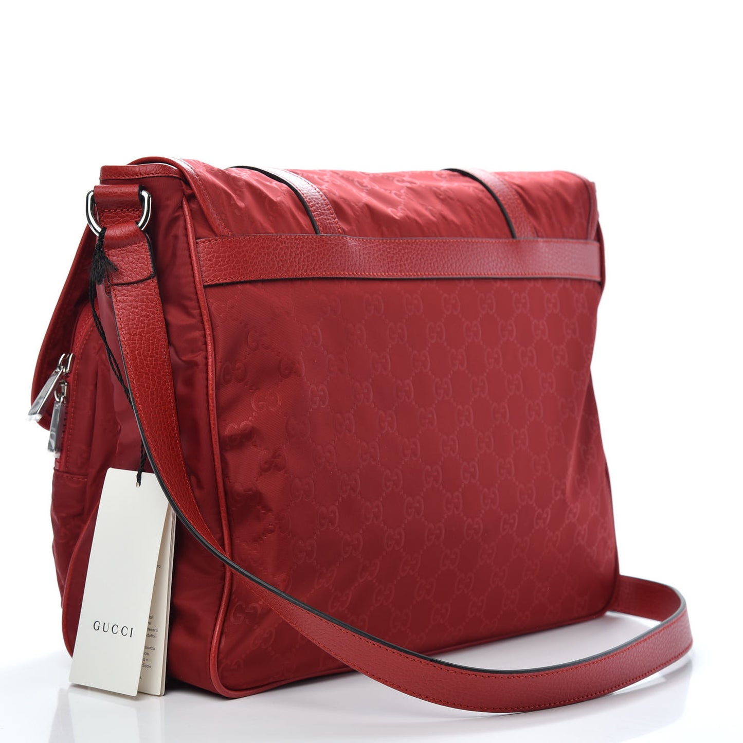 Nylon Monogram Double Buckle Flap Messenger Bag Vibrant Red