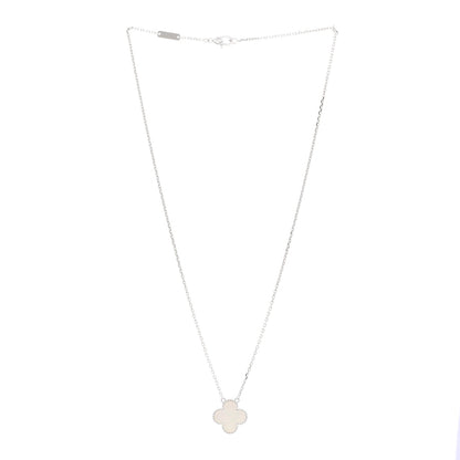 Van Cleef & Arpels 18K White Gold Mother of Pearl Vintage Alhambra Pendant Necklace 3 of 5