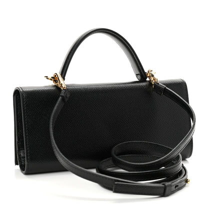 Salvatore Ferragamo Hammered Calfskin Mini Vera Bow Handle Bag Black 3 of 9