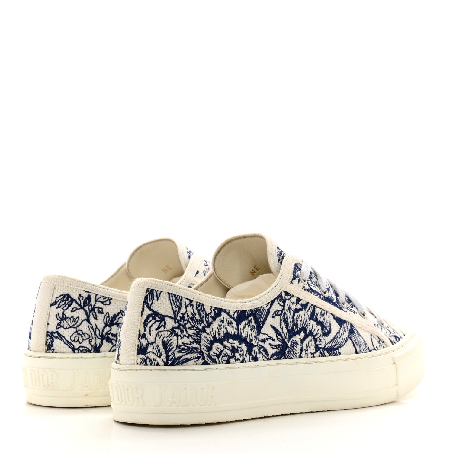 Christian Dior Canvas Toile De Jouy Embroidered Womens Walk Dior Low Top Sneakers 37 White Navy 4 of 9