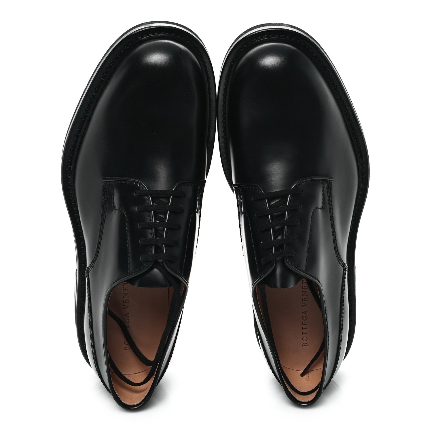 Bottega Veneta Scarpa Pelle Level Lace Up Mens Derby Shoes 44.5 Black 2 of 9