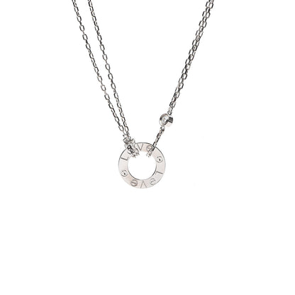 Cartier 18K White Gold 2 Diamond LOVE Necklace 3 of 6