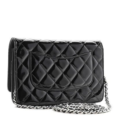 Chanel Patent Quilted Wallet On Chain WOC Black 3 of 13