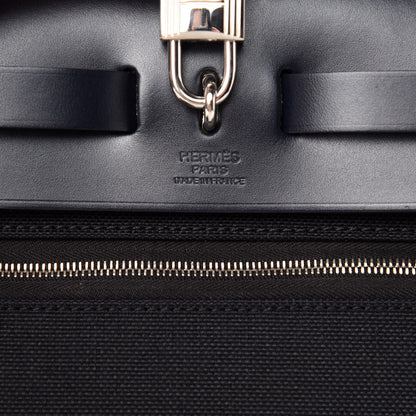 Hermes Military Toile Vache Hunter Herbag Zip PM 31 Black Bleu Indigo 8 of 10