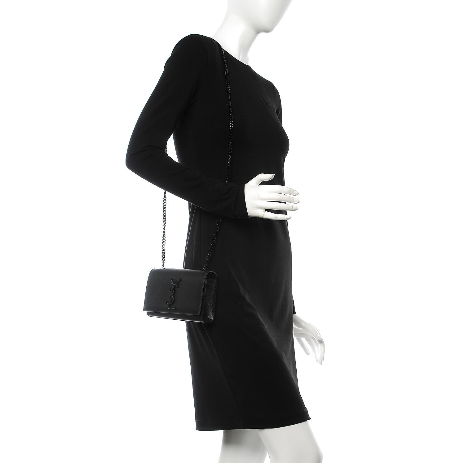 Saint Laurent Grain De Poudre Small Monogram Kate Satchel Black 2 of 7