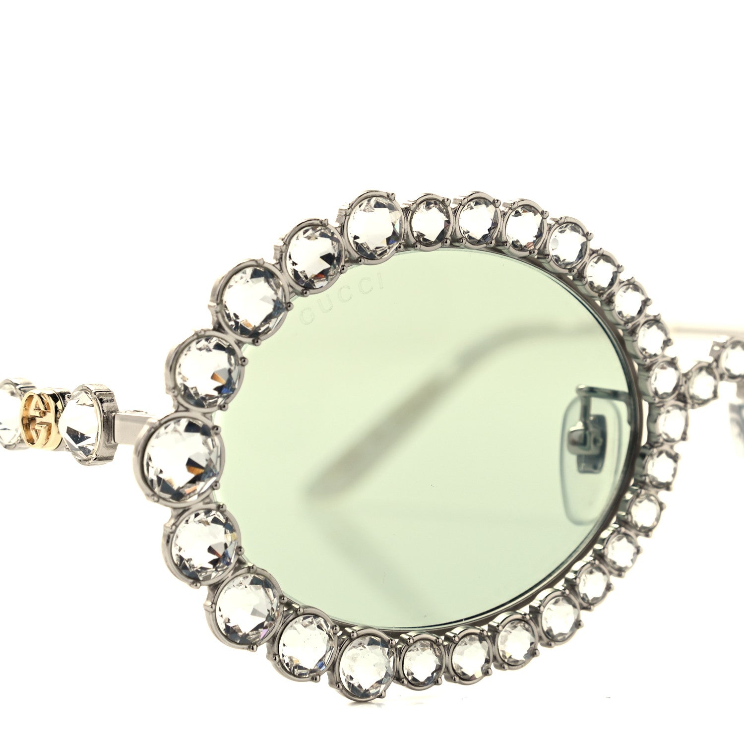 Gucci Crystal Oval Sunglasses GG0620S Silver 8 of 9