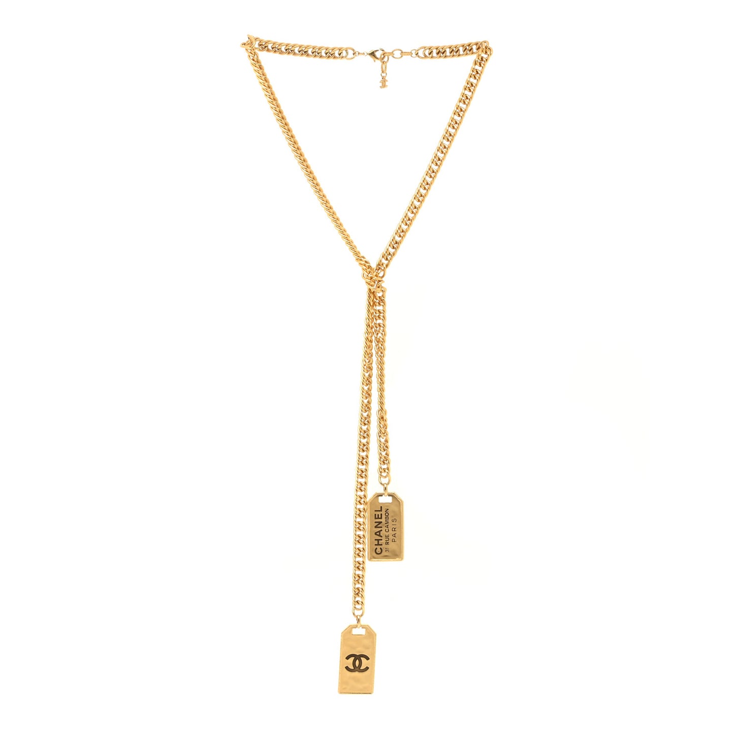 Metal ID Dog Tag Charm Necklace Gold