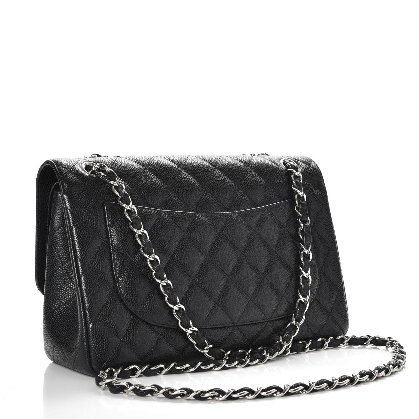Caviar Quilted Jumbo Double Flap Black