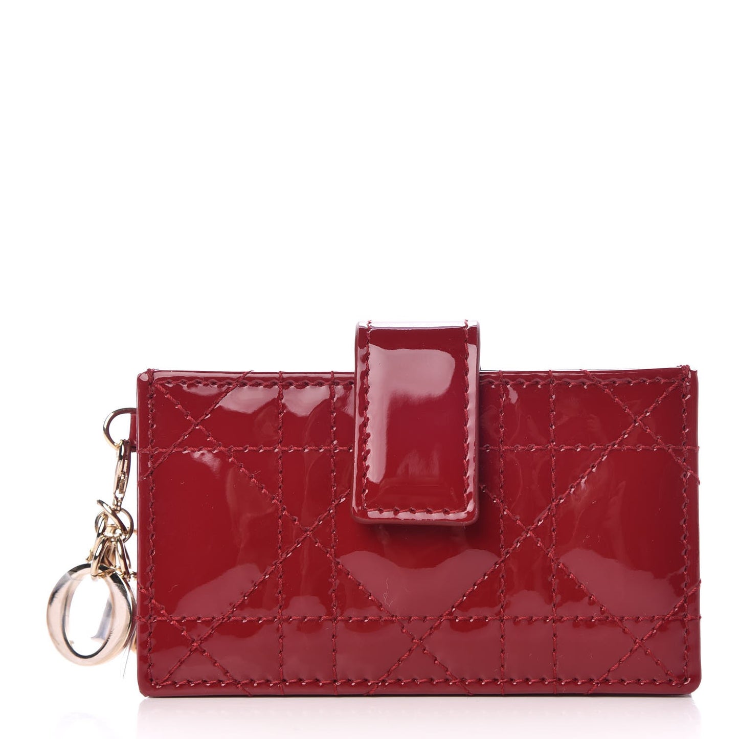 Patent Cannage Lady Dior 5-Gusset Card Holder Scarlet