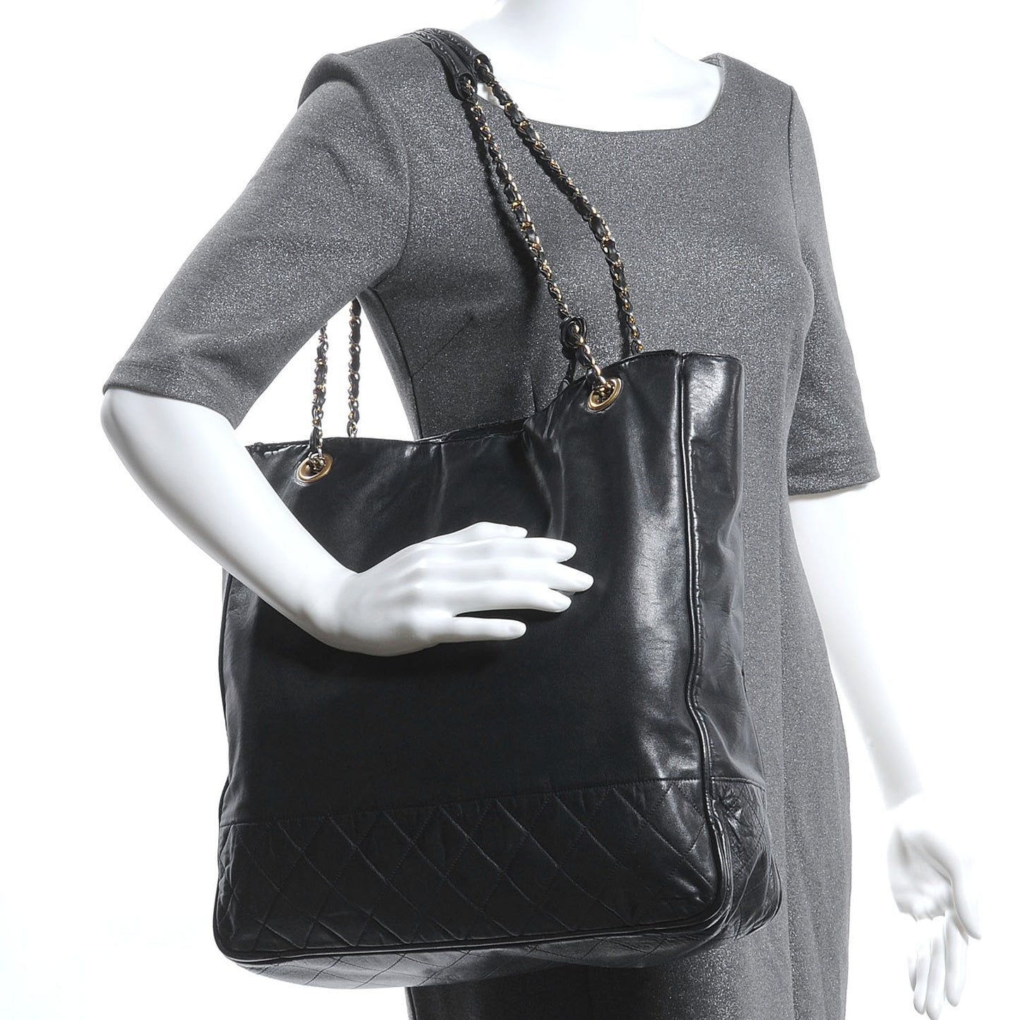 Lambskin Shopping Tote Black