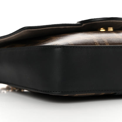 Fendi Glazed Fabric Vitello Century FF 1974 Stamp Patch Mini Double F Crossbody Bag Mogano Panna Black 8 of 10
