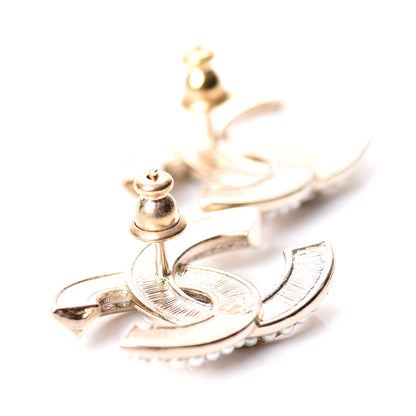 Chanel Crystal Pearl Chain Mania CC Earrings Gold 4 of 5