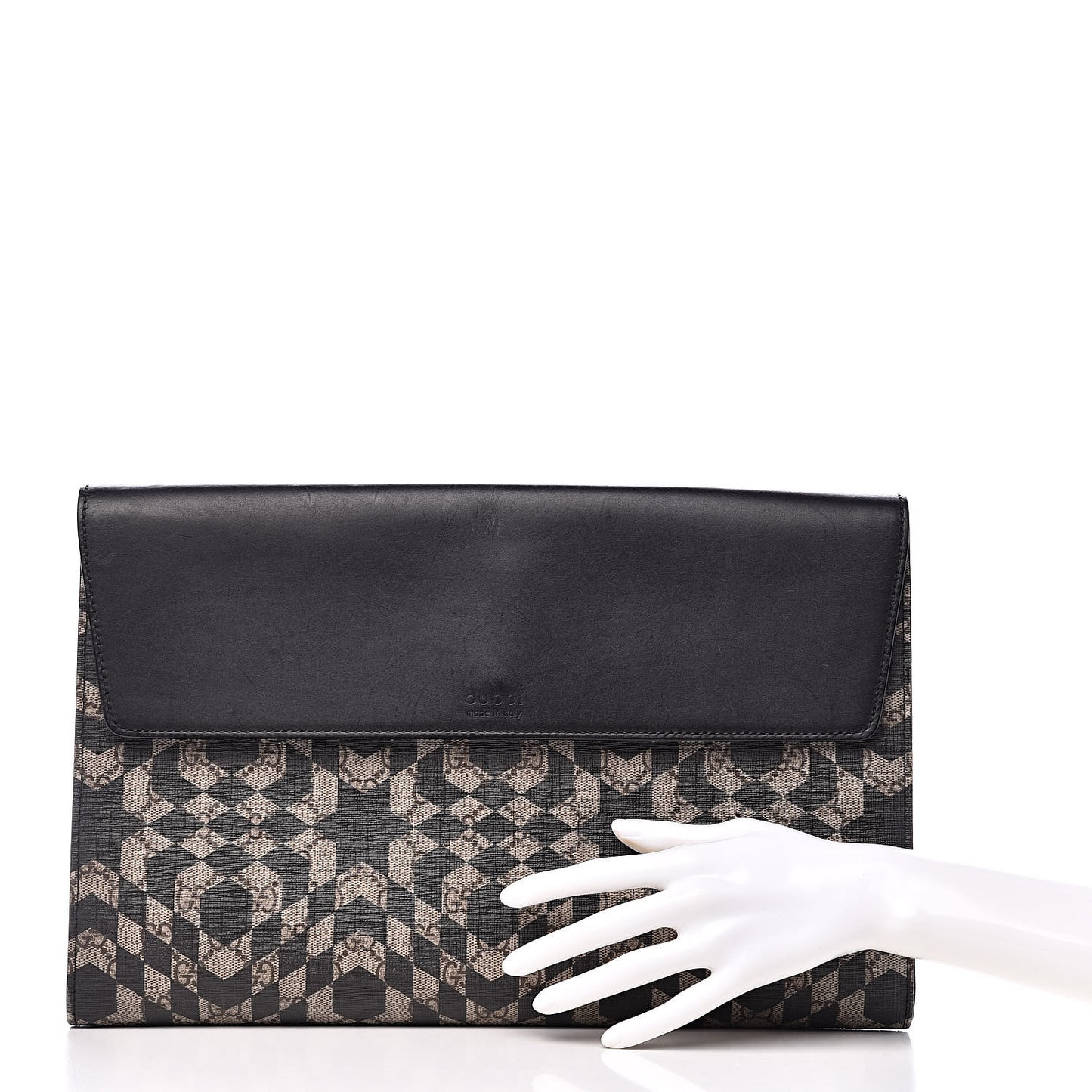 GG Supreme Monogram Caleido Print Clutch Black