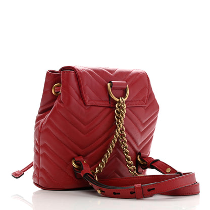 Gucci Calfskin Matelasse GG Marmont Flap Backpack Hibiscus Red 2 of 9