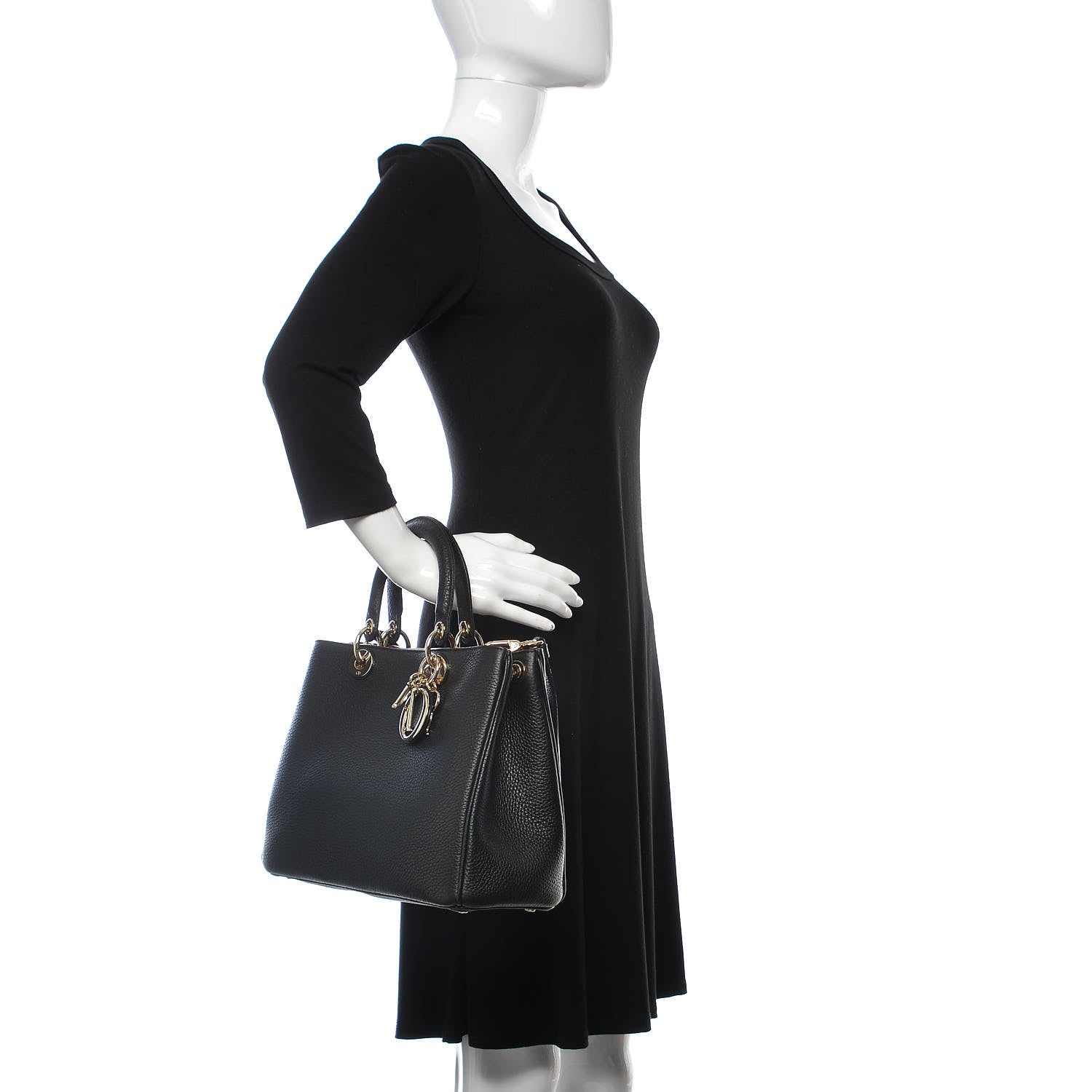 Christian Dior Bullcalf Medium Diorissimo Tote Black Rose Indien 3 of 13