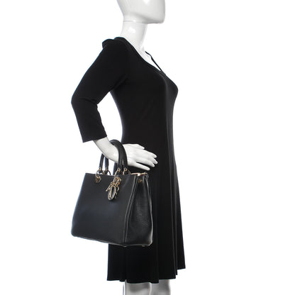 Christian Dior Bullcalf Medium Diorissimo Tote Black Rose Indien 3 of 13