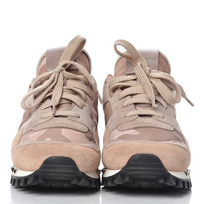 Valentino Garavani Suede Nylon Camouflage Womens Soul Rockstud Sneakers 38 Multicolor 2 of 9