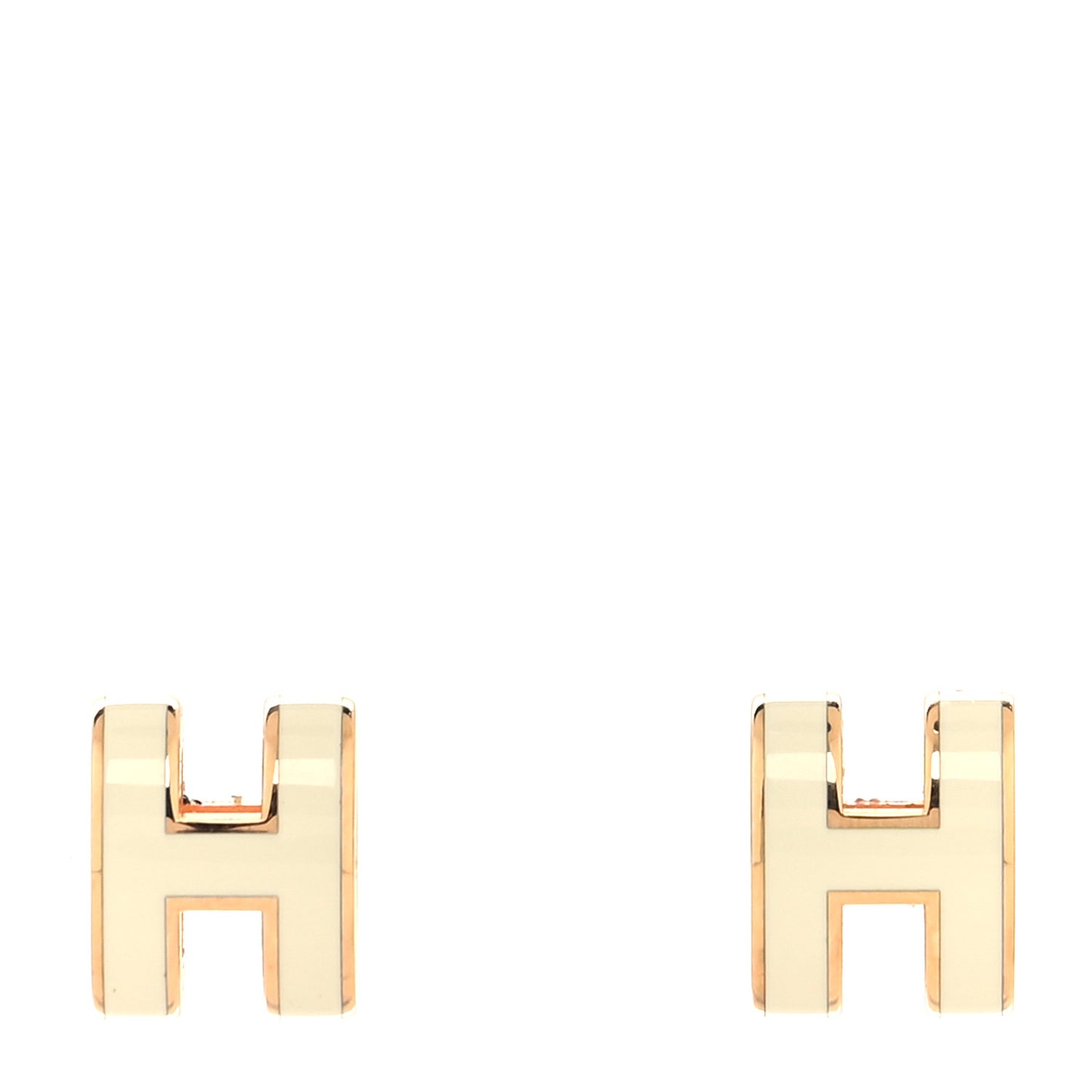 Rose Gold Lacquered Mini Pop H Earrings White