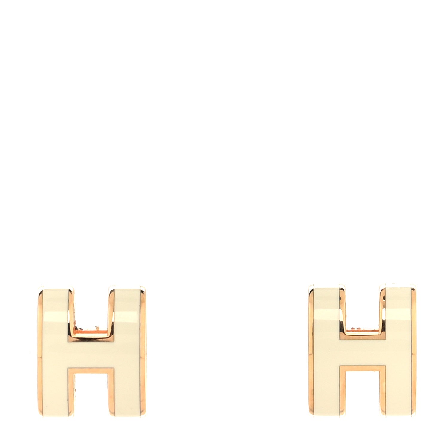 Hermes Rose Gold Lacquered Mini Pop H Earrings White 1 of 5