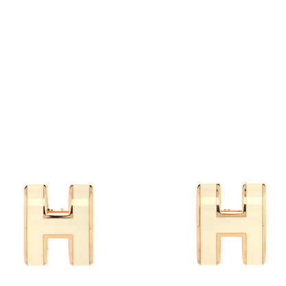 Hermes Rose Gold Lacquered Mini Pop H Earrings White 1 of 5
