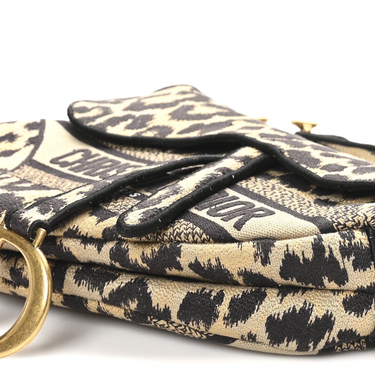 Canvas Mizza Embroidered Saddle Bag Beige Multicolor