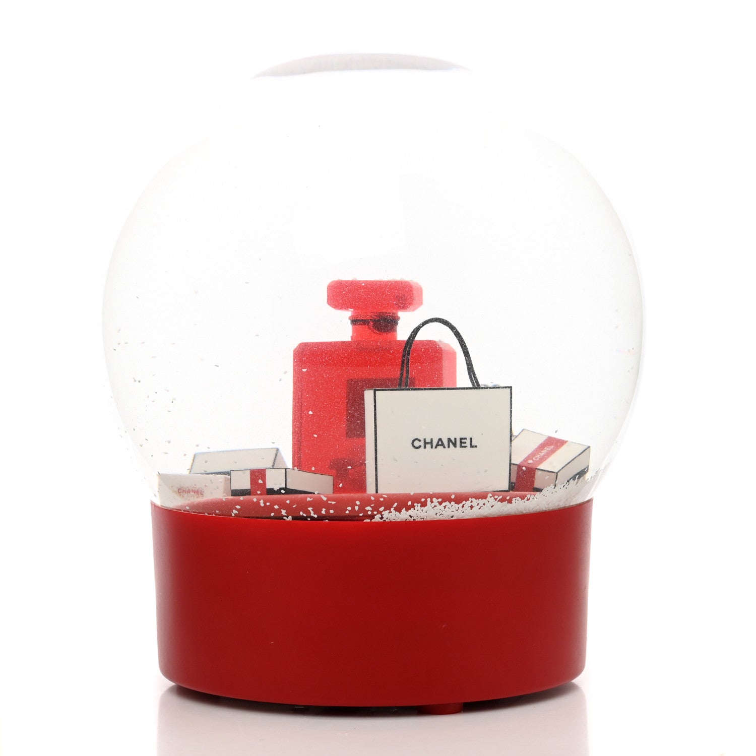 Chanel Glass N°5 Perfume Bottle Shopping Bag Snow Globe Red 3 of 5