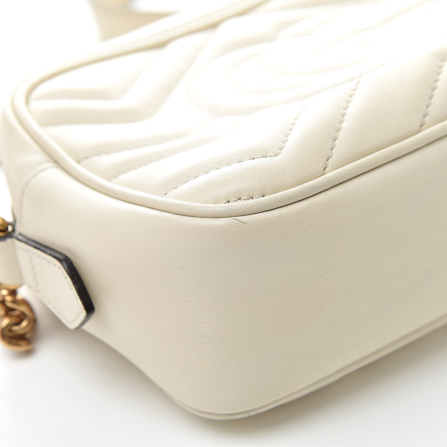 Gucci Calfskin Matelasse Mini GG Marmont Chain Shoulder Bag White 12 of 20