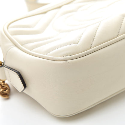 Gucci Calfskin Matelasse Mini GG Marmont Chain Shoulder Bag White 12 of 20
