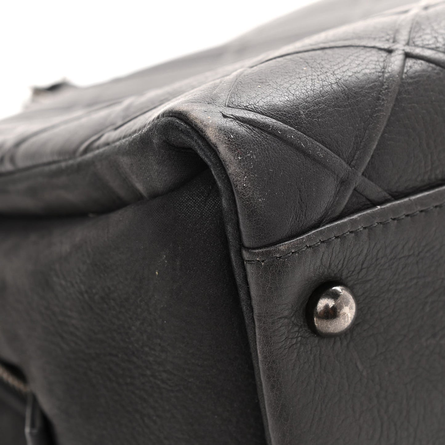 Calfskin Diamond Embossed Large CC Zip Shopping Tote Grey