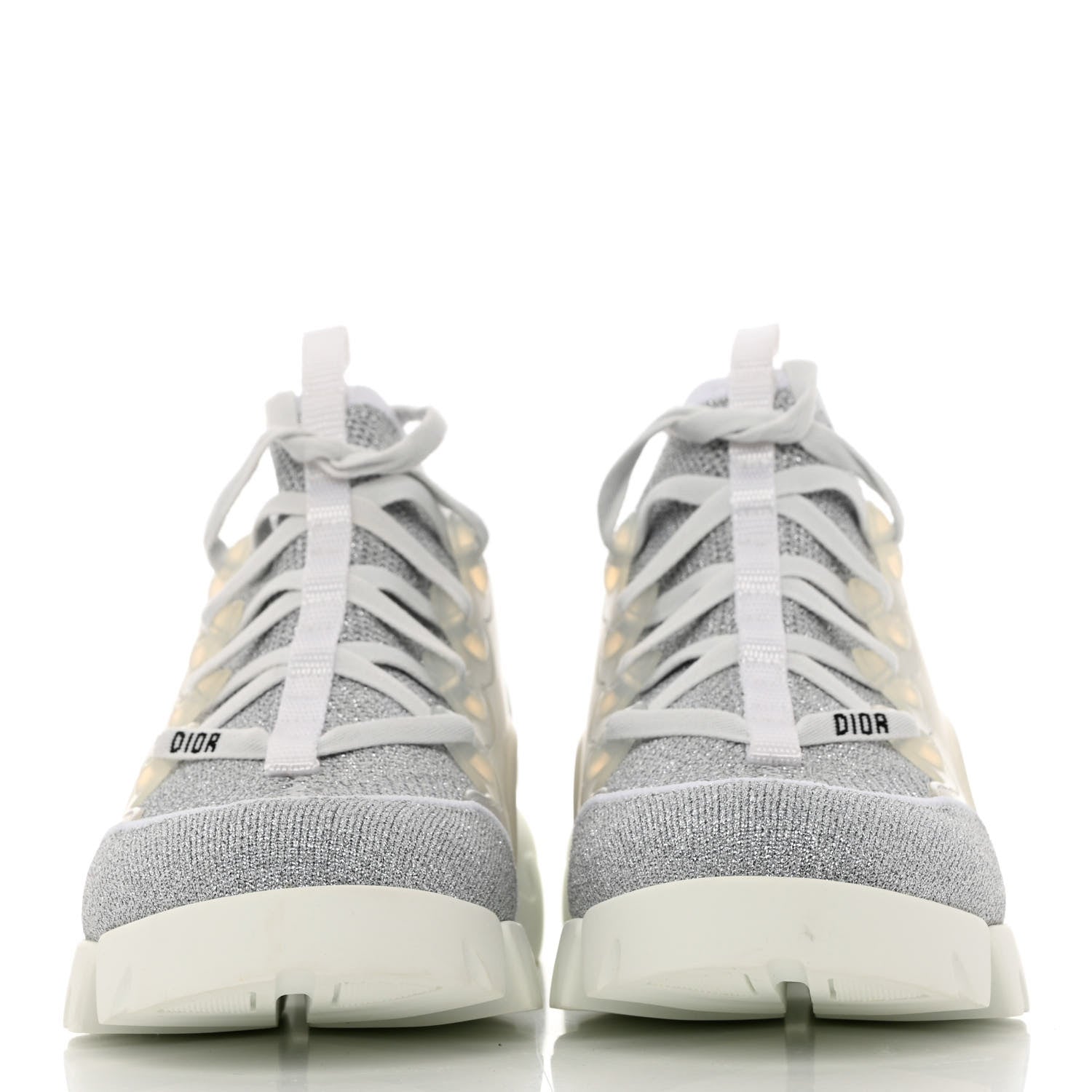 Christian Dior Laminated Knit D-Connect Sneakers 37 Silver 2 of 8