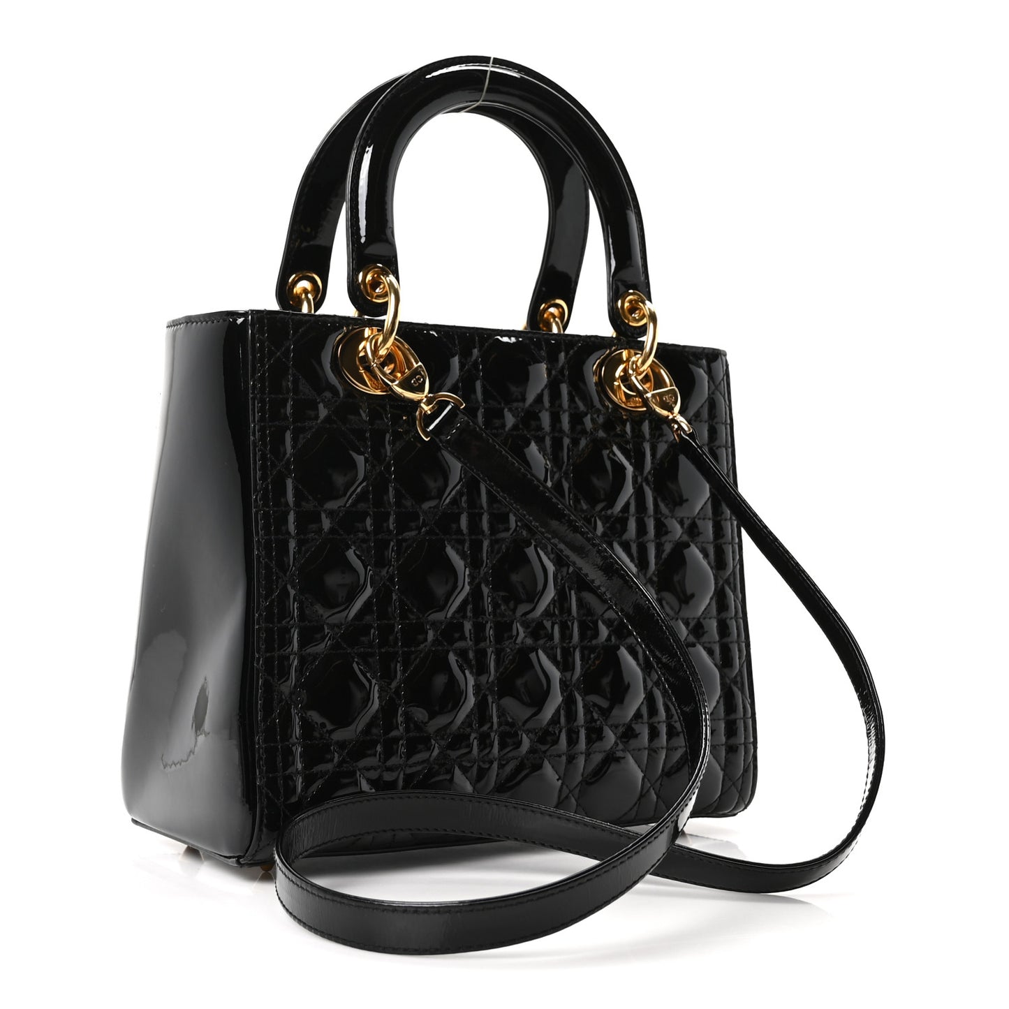 Patent Cannage Medium Lady Dior Black