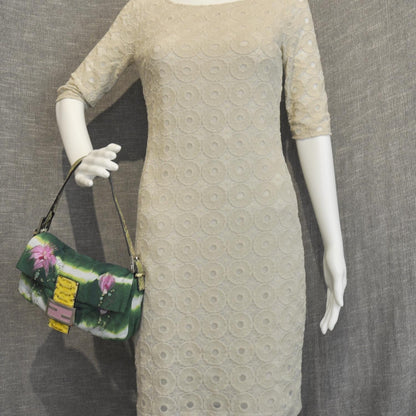 Fendi Suede Python Floral Baguette Green 2 of 10