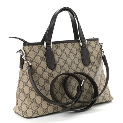 Gucci GG Supreme Monogram Small Zippered Tote Dark Brown 3 of 10