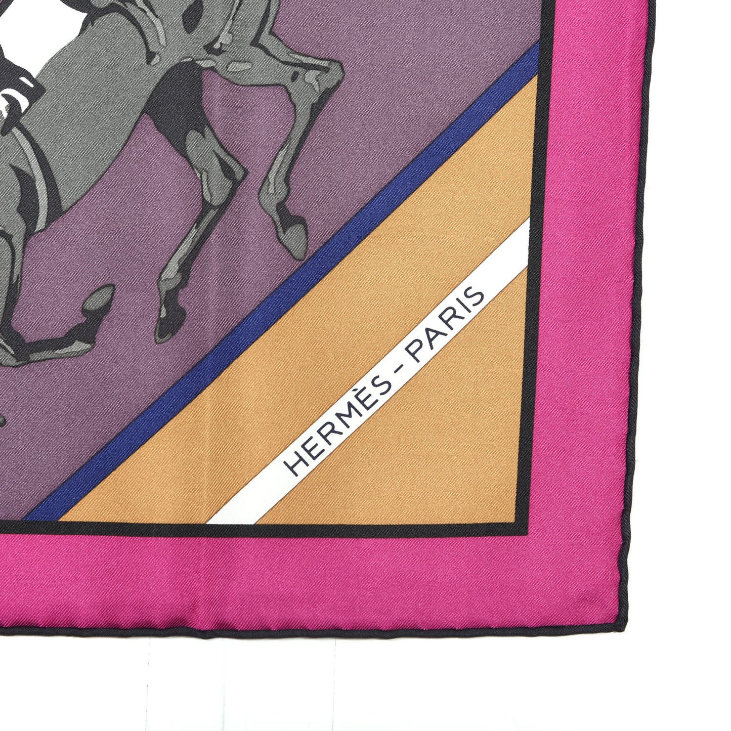 Silk Les Courses Scarf 90 Fuchsia Vert Lie De Vin