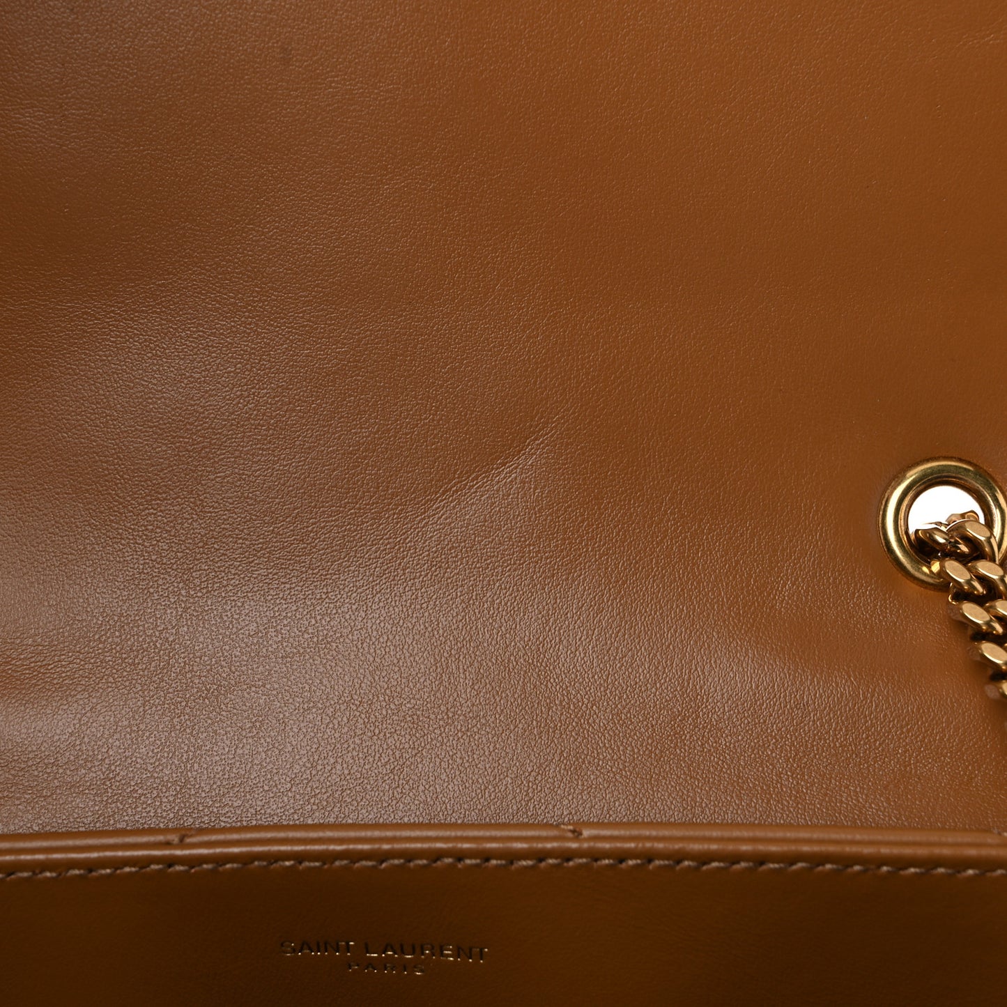 Calfskin Y Quilted Monogram Small Loulou Chain Satchel Dark Natural
